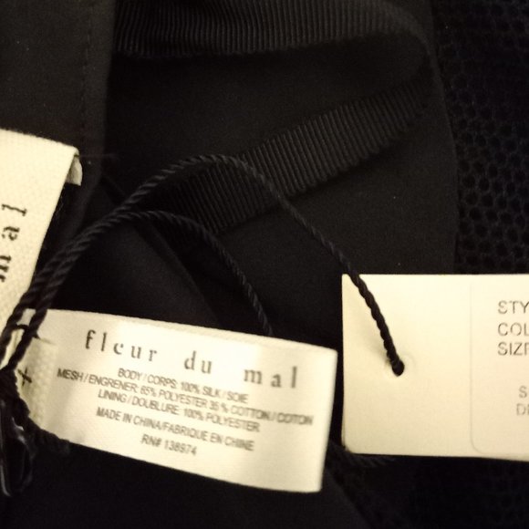 NWT Fleur Du Mal Silk Mesh Draped Dress Size 4 90s Femme Fatale Dark Princess - Picture 15 of 15